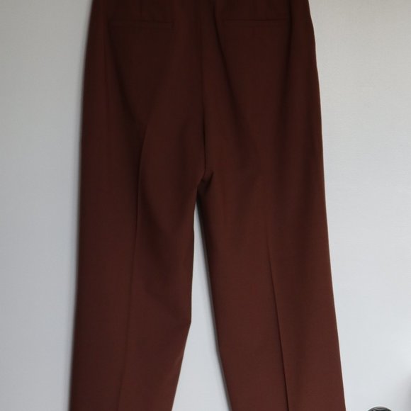 Brown Pleated Straight Leg Trouser Dress Pant NWOT - Picture 2 of 11